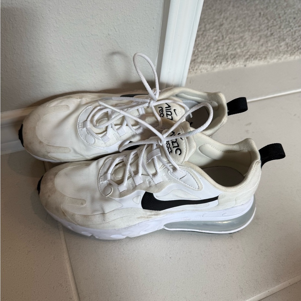 Nike White and Black Air Max 270 React Sneakers